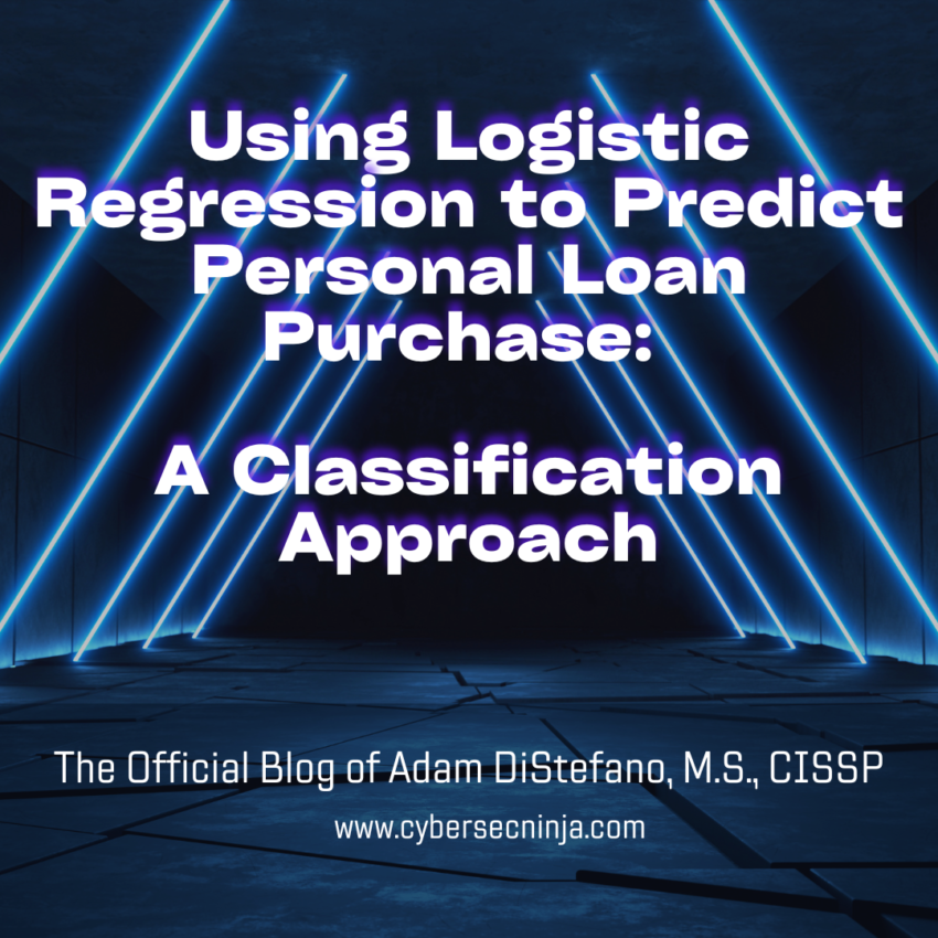 Blue lines with the blog title Using Logistic Regression to Predict Personal Loan Purchase: A Classification Approach